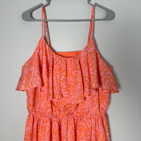 LILLY PULITZER‎ Size XL/TG Mini Women's Dress Coral Orange Pink Flounce Ruff - Picture 4 of 9